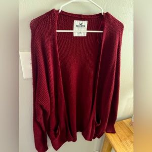 Hollister HCO Open Front Maroon Cardigan with Asymmetrical Hem Size M